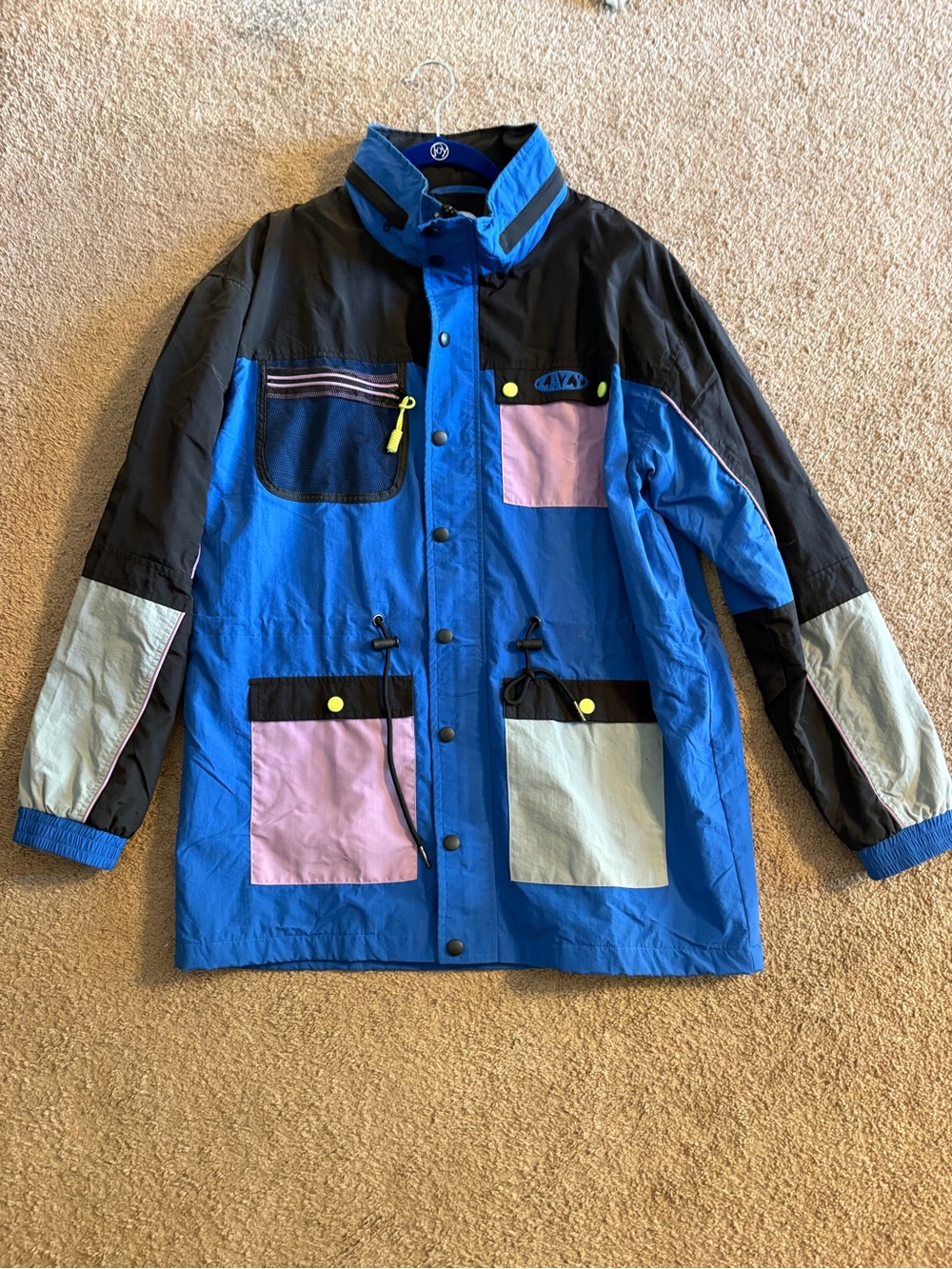 Lazy Oaf Colorblock Windbreaker Jacket - Blue/Pink/Gray